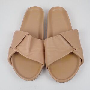 Beek Tori Leather Sandals Honey Brown Women Size 9 Slides Slip on